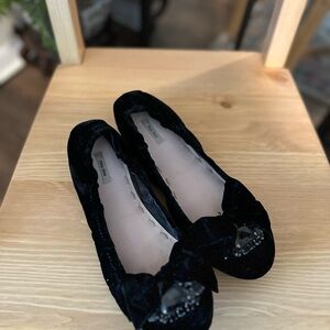 MIU MIU Black Velvet Bow Flats